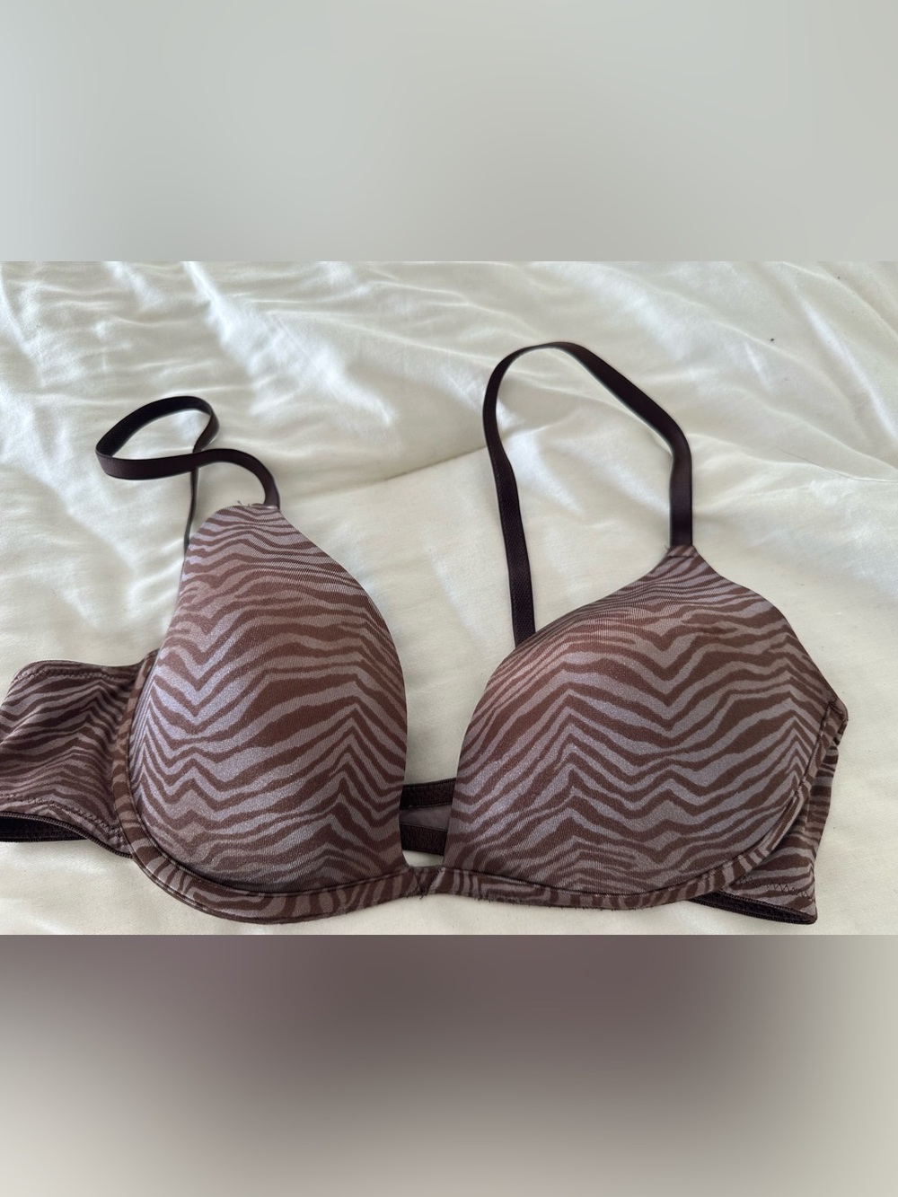 Brown Zebra Print T-Shirt Bra - Women Intimates Vasserette 38B
